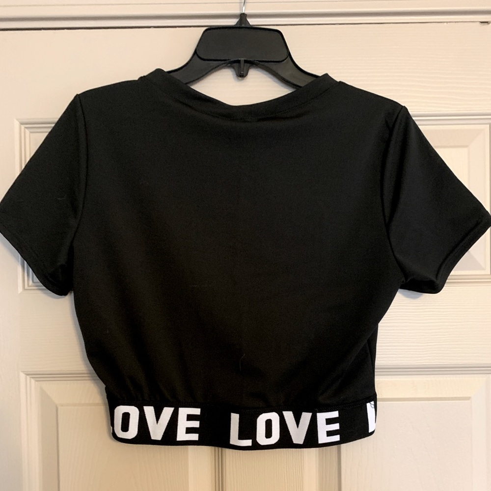 Black Crop Top with “Love Lettering” by Lida - Picture 2 of 10